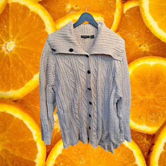 Jeanne Pierre Women's Beige Long Sleeve Cable Knit Cotton Sweaters Size 3X - Picture 2 of 9